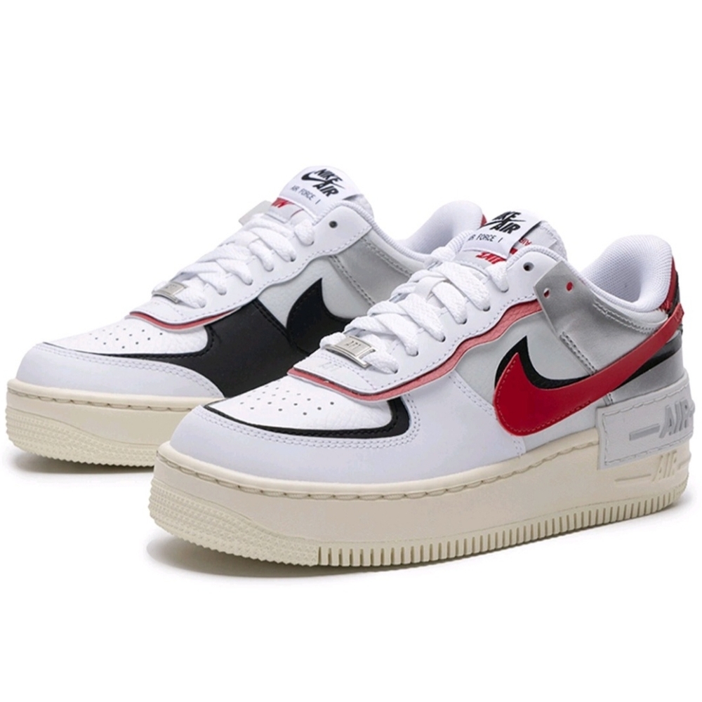 Nike Air Force 1 White and Black with Red Trim. Brand New Without Box